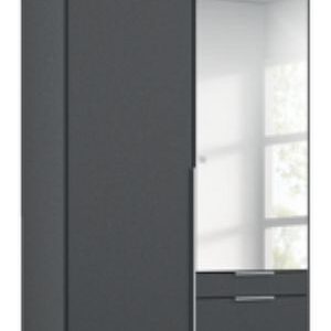 Rauch Alabama Metallic Grey 2 Door 3 Drawer Combi Wardrobe with 1 Mirror Front - 91cm