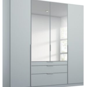 Rauch Alabama Silk Grey 4 Door 3 Drawer Combi Wardrobe with 1 Mirror Front - 181cm