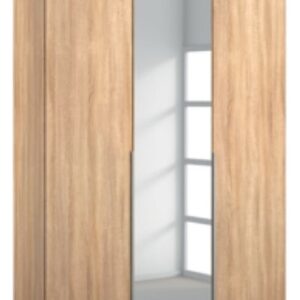 Rauch Alabama Sonoma Oak 3 Door Wardrobe with 1 Mirror Front - 136cm