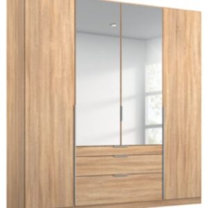 Rauch Alabama Sonoma Oak 4 Door 3 Drawer Combi Wardrobe with 1 Mirror Front - 181cm