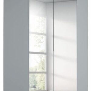 Rauch Alabama Silk Grey 2 Door Corner Wardrobe with Mirror Front - 117cm