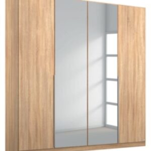 Rauch Alabama Sonoma Oak 4 Door Wardrobe with 2 Mirror Front - 181cm