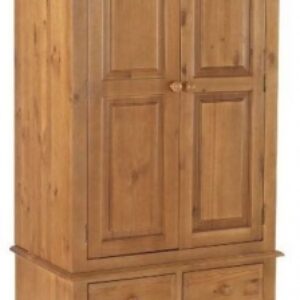 Henbury Lacquered Pine Double Wardrobe, 2 Doors with 3 Drawers