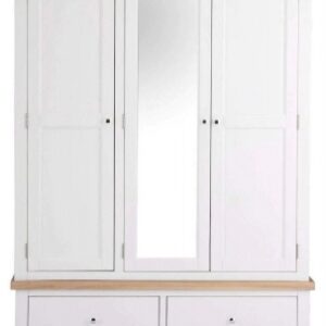 Aberdare Oak and Painted 3 Door 1 Mirror 2 Drawer Combi Wardrobe