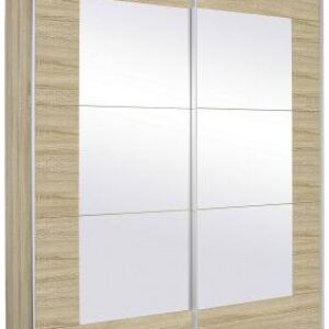 Alegro 2 Door Sliding Wardrobe in Oak with Partially Mirror - W 181cm