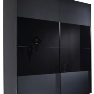 Rauch 20UP Front 3A Sliding Wardrobe with Black Glass Front