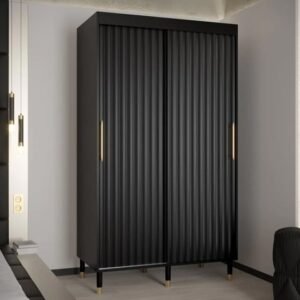 Adel I Wooden Wardrobe With 2 Sliding Doors 120cm In Black