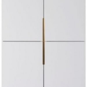 Alberto White and Brass Metal 2 Door Wardrobe