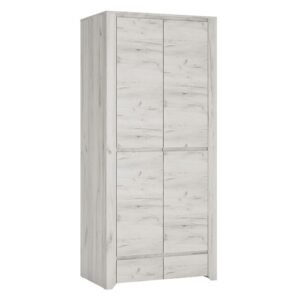 Alink Wooden Wardrobe With 2 Doors 2 Drawers In White