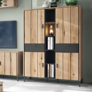 Arthur Wooden Wardrobe With 4 Doors 2 Drawers In Grey Oak