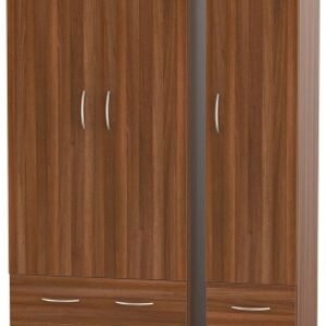 Avon Walnut Effect 3 Door Triple Wardrobe - 4 Drawers