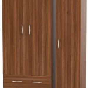 Avon Walnut Effect 3 Door Triple Wardrobe - LHF 2 Drawers