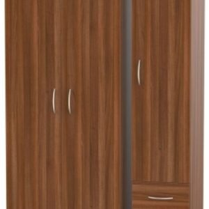 Avon Walnut Effect 3 Door Triple Wardrobe - RHF 2 Drawers