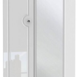 Balmoral White Gloss 2 Door Tall Combi Wardrobe - 1 Mirror