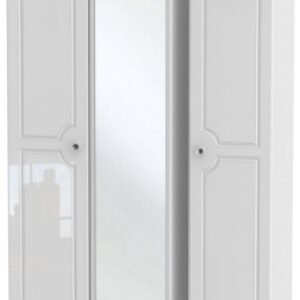 Balmoral White Gloss 3 Door Tall Triple Wardrobe - 1 Mirror