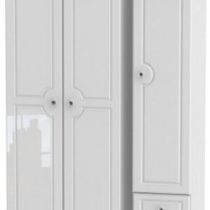 Balmoral White Gloss 3 Door Tall Triple Wardrobe - RHF 2 Drawers