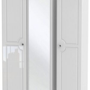 Balmoral White Gloss 3 Door Triple Wardrobe - 1 Mirror