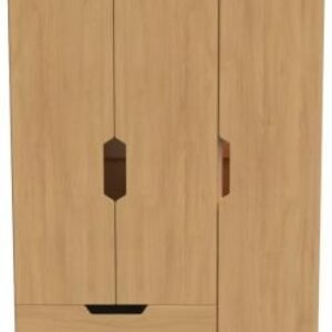 Bella Oak Effect 3 Door Triple Wardrobe - LHF 2 Drawers