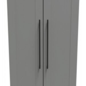 Beverley Grey 2 Door Plain Tall Wardrobe