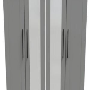 Beverley Grey 4 Door Tall Mirror Wardrobe