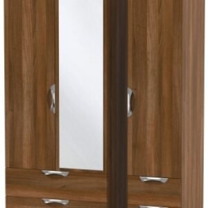 Camden Walnut Effect 3 Door Combi Wardrobe - 1 Mirror