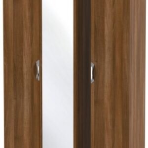 Camden Walnut Effect 3 Door Tall Triple Wardrobe - 1 Mirror