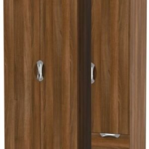 Camden Walnut Effect 3 Door Tall Triple Wardrobe - RHF 2 Drawers