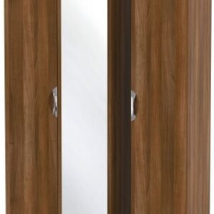 Camden Walnut Effect 3 Door Triple Wardrobe - 1 Mirror