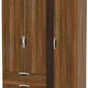 Camden Walnut Effect 3 Door Triple Wardrobe - LHF 2 Drawers