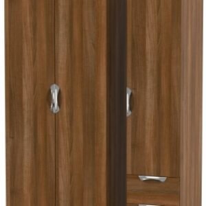 Camden Walnut Effect 3 Door Triple Wardrobe - RHF 2 Drawers