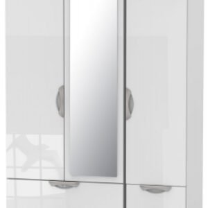 Camden White Gloss 3 Door Combi Wardrobe - 1 Mirror