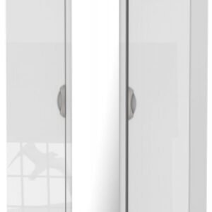 Camden White Gloss 3 Door Tall Triple Wardrobe - 1 Mirror