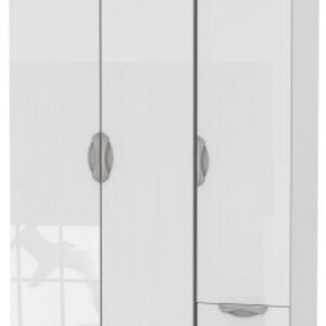 Camden White Gloss 3 Door Tall Triple Wardrobe - RHF 2 Drawers