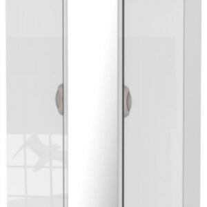 Camden White Gloss 3 Door Triple Wardrobe - 1 Mirror