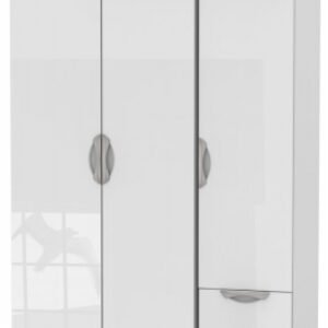 Camden White Gloss 3 Door Triple Wardrobe - RHF 2 Drawers