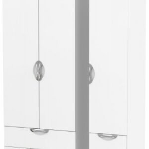 Camden White Matt 3 Door Tall Triple Wardrobe - 4 Drawers