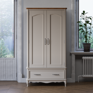 Chateau Oak and Soft White Painted Double Wardrobe