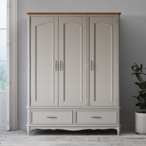 Chateau Oak and Soft White Painted Triple Wardrobe