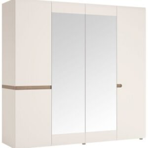 Chelsea White Gloss 4 Door Wardrobe with Mirror