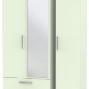 Contrast Cream 3 Door Tall Combi Wardrobe - 1 Mirror and LHF 2 Drawers