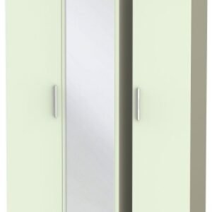 Contrast Cream and Mushroom 3 Door Triple Wardrobe - 1 Mirror