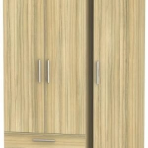 Contrast Modern Oak 3 Door Triple Wardrobe - LHF 2 Drawers