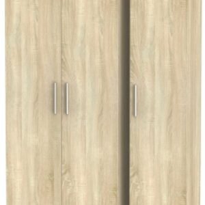 Contrast Oak Effect 3 Door Tall Triple Wardrobe