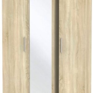 Contrast Oak Effect 3 Door Triple Wardrobe - 1 Mirror