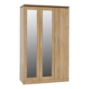 Crieff Mirrored Wardrobe With 3 Doors In Oak Effect