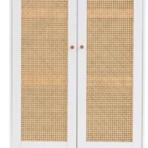 Croxley White and Rattan 2 Door Wardrobe - 1 Drawer