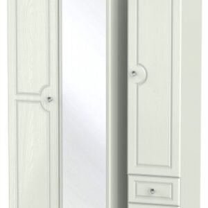 Crystal Cashmere 3 Door Combi Wardrobe - 1 Mirror and RHF 2 Drawers