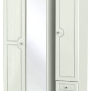 Crystal Cashmere 3 Door Tall Combi Wardrobe - 1 Mirror and RHF 2 Drawers