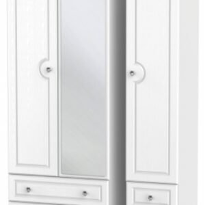 Crystal White 3 Door Tall Combi Wardrobe - 1 Mirror