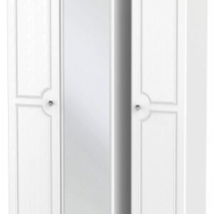 Crystal White 3 Door Tall Triple Wardrobe - 1 Mirror